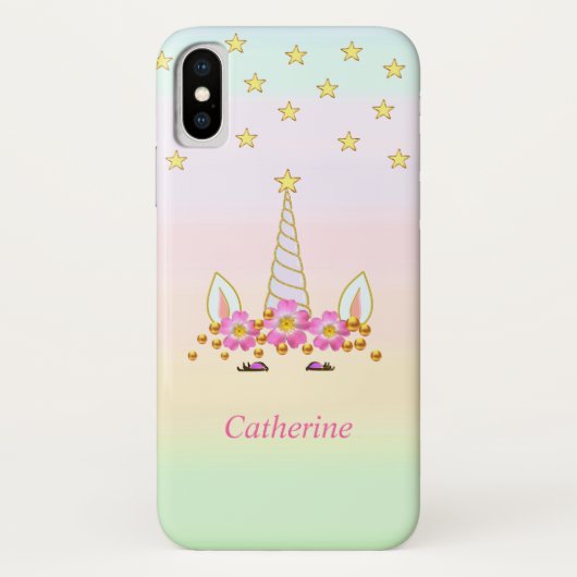Chic Unicorn, Stars, Blume & Gold Confetti Case-Mate iPhone Hülle (Rückseite)