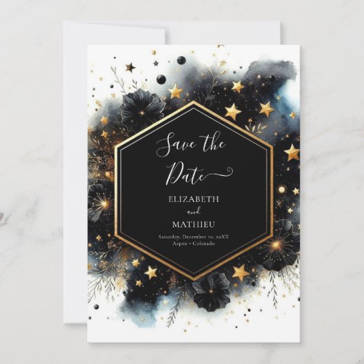 Chic Unique Celestial Wedding Save The Date (Vorderseite)