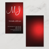 Chic Unique Monogram Black Red Business Card Visitenkarte (Vorne/Hinten)