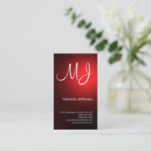 Chic Unique Monogram Black Red Business Card Visitenkarte (Stehend Vorderseite)