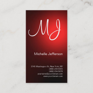 Chic Unique Monogram Black Red Business Card Visitenkarte