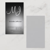 Chic Unique Monogram Grau & White Business Card Visitenkarte (Vorne/Hinten)