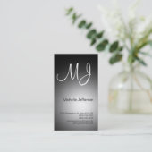Chic Unique Monogram Grau & White Business Card Visitenkarte (Stehend Vorderseite)