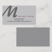 Chic Unique Monogram Gray Business Card Visitenkarte (Vorne/Hinten)