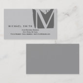 Chic Unique Monogram Gray Business Card Visitenkarte (Vorne/Hinten)