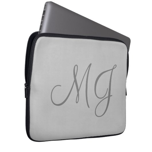 Chic Unique Monogram Gray Classic Laptopschutzhülle (Vorne Rechts)