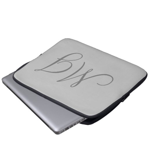 Chic Unique Monogram Gray Classic Laptopschutzhülle (Vorne Knopf)