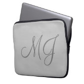 Chic Unique Monogram Gray Classic Laptopschutzhülle (Vorderseite Links)