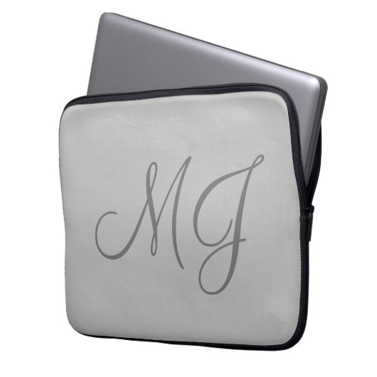 Chic Unique Monogram Gray Classic Laptopschutzhülle (Vorderseite Links)