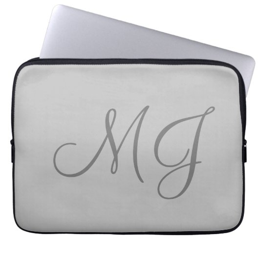 Chic Unique Monogram Gray Classic Laptopschutzhülle (Vorderseite)