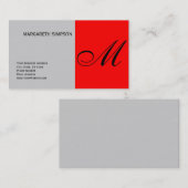 Chic Unique Monogram Gray Red Business Card Visitenkarte (Vorne/Hinten)