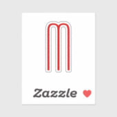 Chic Unique Monogram Red White Schlicht Simple Aufkleber (Blatt)