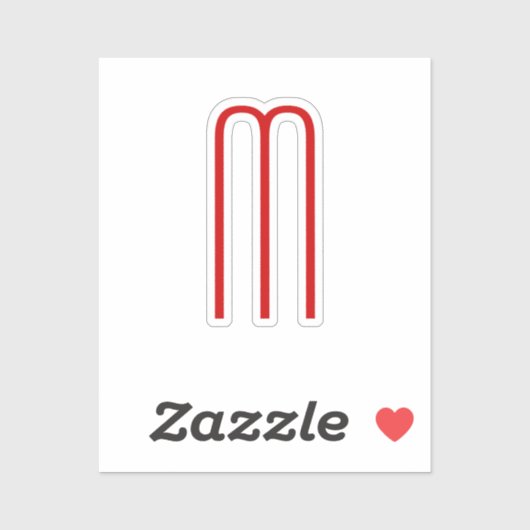 Chic Unique Monogram Red White Schlicht Simple Aufkleber (Blatt)