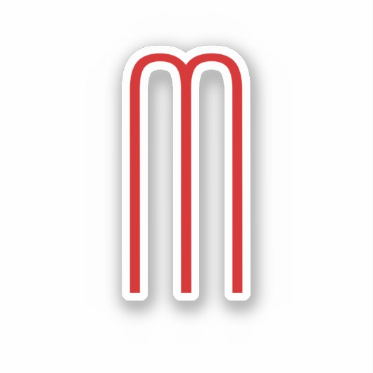 Chic Unique Monogram Red White Schlicht Simple Aufkleber (Vorderseite)