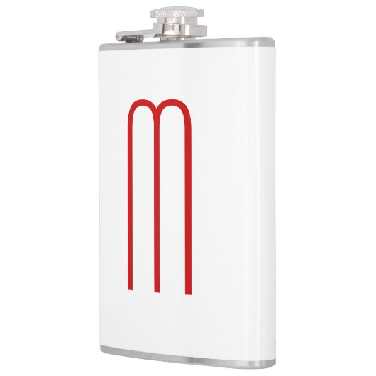 Chic Unique Monogram Red White Schlicht Simple Flachmann (Links)