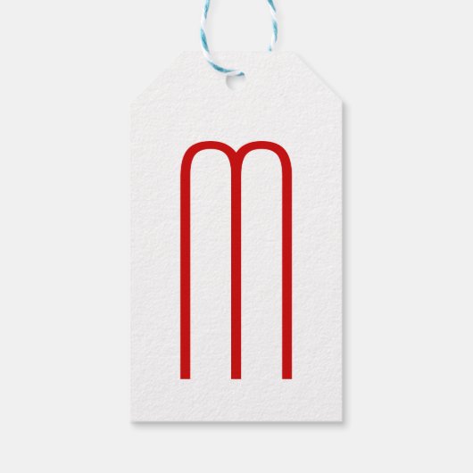 Chic Unique Monogram Red White Schlicht Simple Geschenkanhänger (Rückseite)