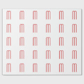 Chic Unique Monogram Red White Schlicht Simple Geschenkpapier (Flach)