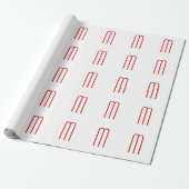 Chic Unique Monogram Red White Schlicht Simple Geschenkpapier (Ungerollt)