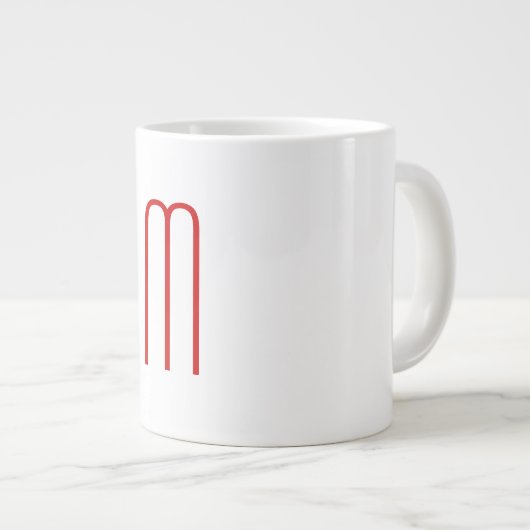 Chic Unique Monogram Red White Schlicht Simple Jumbo-Tasse (Vorderseite Rechts)