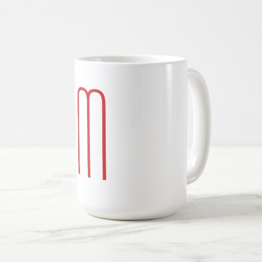 Chic Unique Monogram Red White Schlicht Simple Kaffeetasse (VorderseiteRechts)