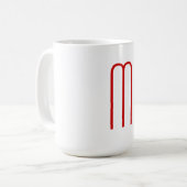 Chic Unique Monogram Red White Schlicht Simple Kaffeetasse (Vorderseite Links)
