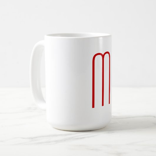 Chic Unique Monogram Red White Schlicht Simple Kaffeetasse (Vorderseite Links)