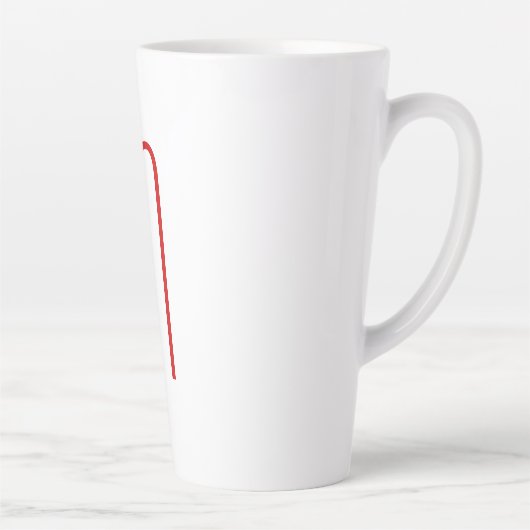 Chic Unique Monogram Red White Schlicht Simple Milchtasse (Rechts)