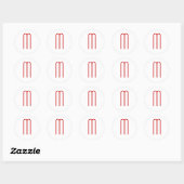 Chic Unique Monogram Red White Schlicht Simple Runder Aufkleber (Blatt)