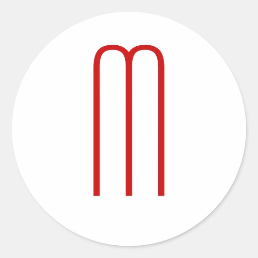 Chic Unique Monogram Red White Schlicht Simple Runder Aufkleber (Vorderseite)