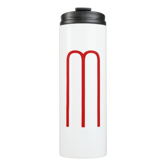 Chic Unique Monogram Red White Schlicht Simple Thermosbecher (Vorderseite)