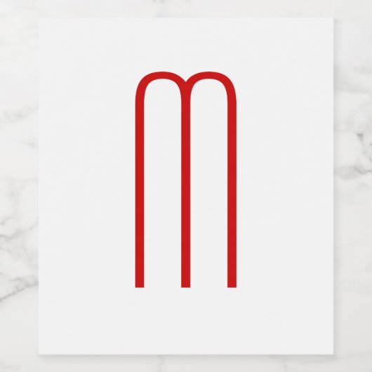 Chic Unique Monogram Red White Schlicht Simple Weinetikett (Einzelnes Label)