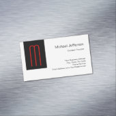 Chic Unique Monogram Schwarz-weiß Schlicht einfach Magnetische Visitenkarte (Beispiel)
