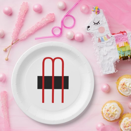 Chic Unique Monogram Schwarz-weiß Schlicht einfach Pappteller (Party)