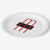Chic Unique Monogram Schwarz-weiß Schlicht einfach Pappteller (Schrägansicht)