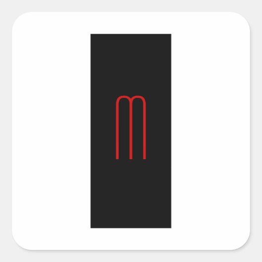 Chic Unique Monogram Schwarz-weiß Schlicht einfach Quadratischer Aufkleber (Vorderseite)