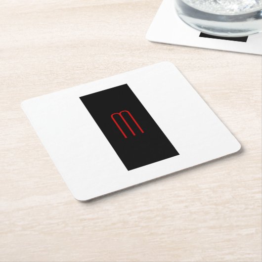 Chic Unique Monogram Schwarz-weiß Schlicht einfach Rechteckiger Pappuntersetzer (angewinkelt)