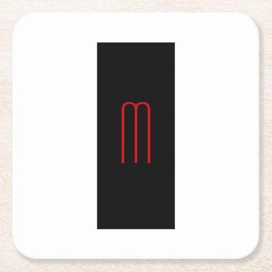 Chic Unique Monogram Schwarz-weiß Schlicht einfach Rechteckiger Pappuntersetzer (Vorderseite)