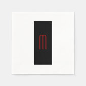 Chic Unique Monogram Schwarz-weiß Schlicht einfach Serviette (Vorderseite)