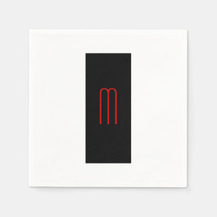 Chic Unique Monogram Schwarz-weiß Schlicht einfach Serviette