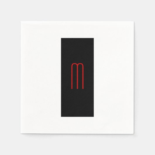 Chic Unique Monogram Schwarz-weiß Schlicht einfach Serviette (Vorderseite)