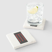 Chic Unique Monogram Schwarz-weiß Schlicht einfach Steinuntersetzer (Seitenansicht)