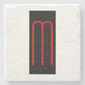 Chic Unique Monogram Schwarz-weiß Schlicht einfach Steinuntersetzer (Vorderseite)