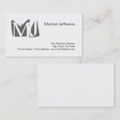 Chic Unique Monogram White Gray Business Card Visitenkarte (Vorne/Hinten)