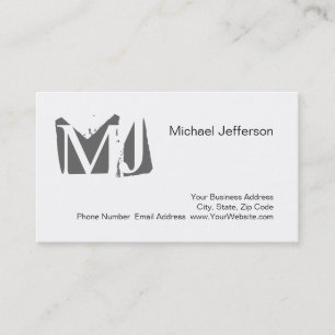 Chic Unique Monogram White Gray Business Card Visitenkarte