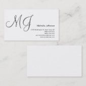 Chic Unique Monogram White Gray Business Card Visitenkarte (Vorne/Hinten)