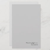 Chic Unique Script Calligrafy Name Grau Briefpapier (Vorne/Hinten)