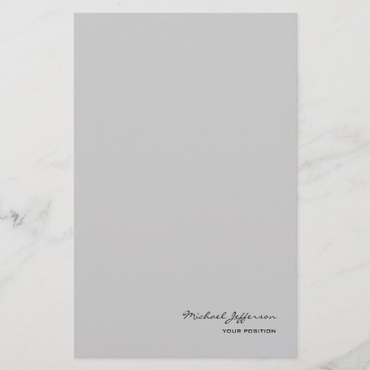 Chic Unique Script Calligrafy Name Grau Briefpapier (Vorderseite)