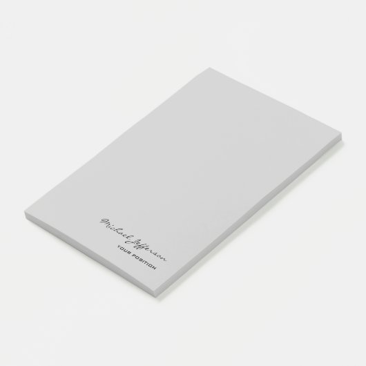 Chic Unique Script Calligrafy Name Grau Post-it Klebezettel (angewinkelt)