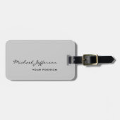 Chic Unique Script Gray Business Card Gepäckanhänger (Vorderseite horizontal)