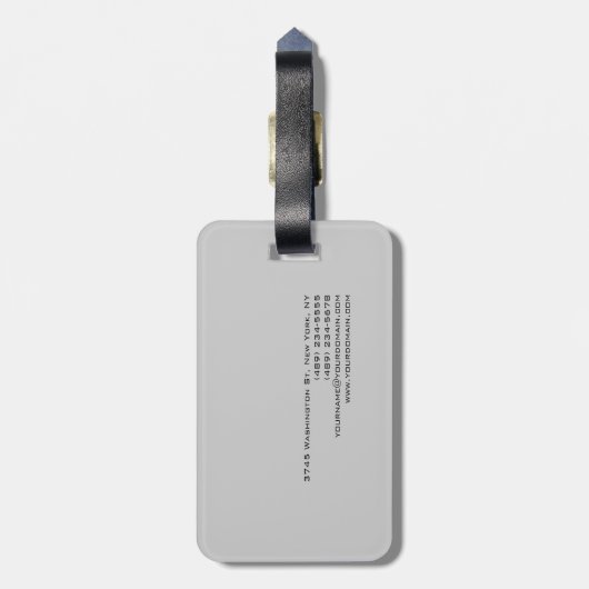Chic Unique Script Gray Business Card Gepäckanhänger (Rückseite vertikal)